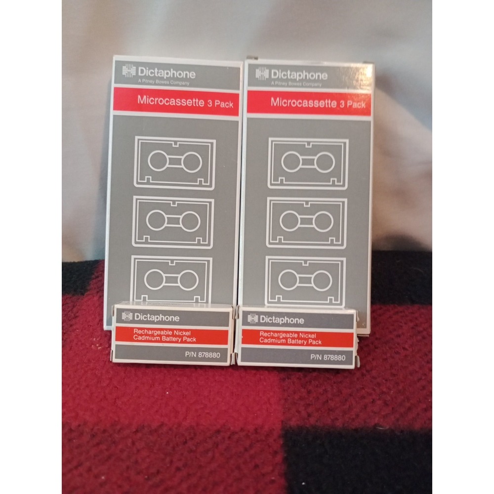 Dictaphone Micro Cassettes 4 Total With 2 Rechargeable Batteries New Old Stock